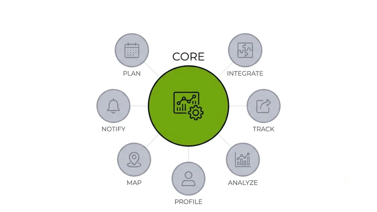 Infographic showing the core MVP workflow kept in scope versus secondary features left for later
