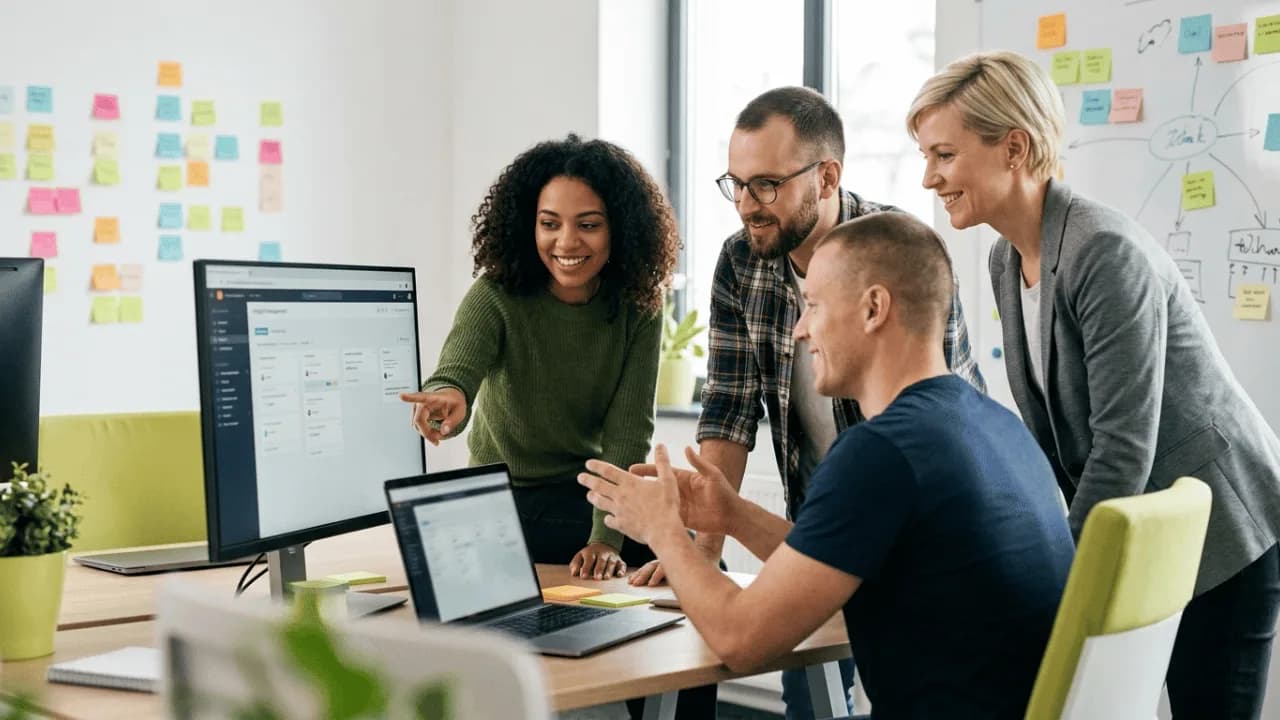 A development team and client collaborating closely on a software project