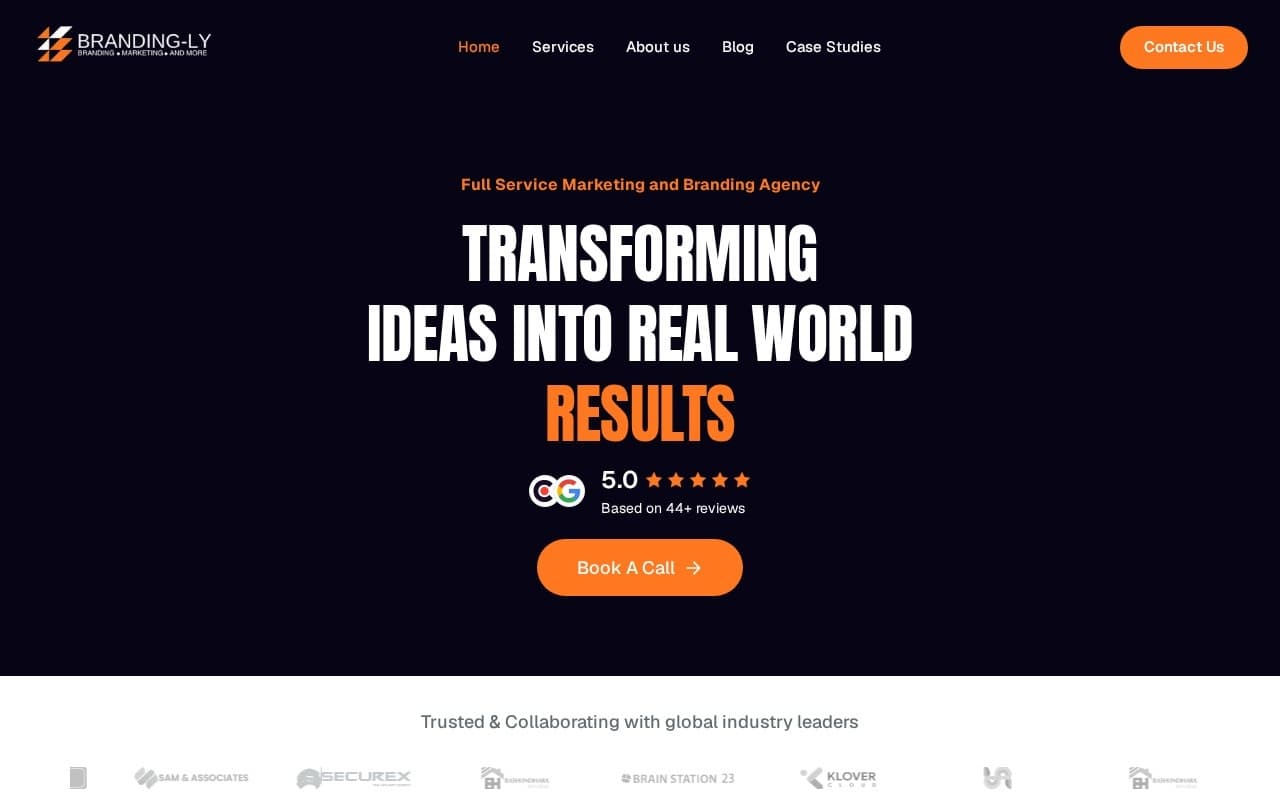Screenshot of the Brandingly website built by Arrowbin